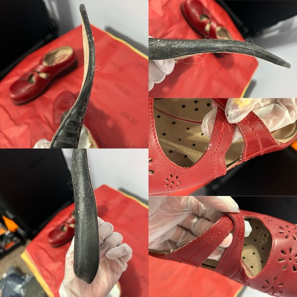 Klogs Red Leather Upper Floral Cutout Slip On Mary Janes Size 8M - “Sander” - Picture 14 of 16